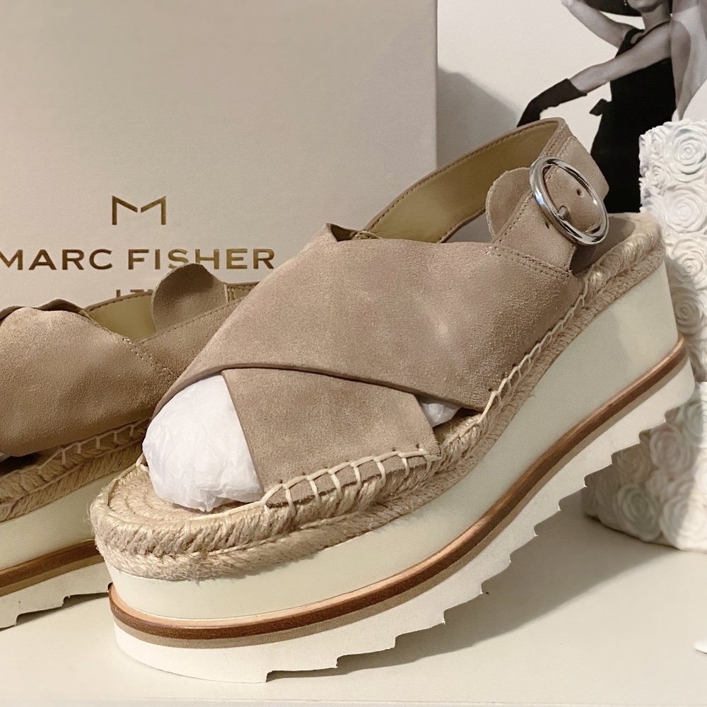 Marc Fisher Womens Glenna Leather Open Toe Casual Ankle Strap Sandals